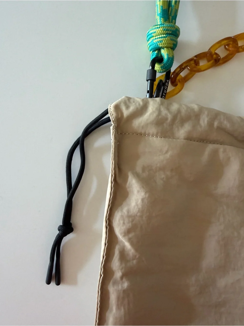 Rotunda Sant Hobo Gold Shoulder Bag with Green Rope Handle